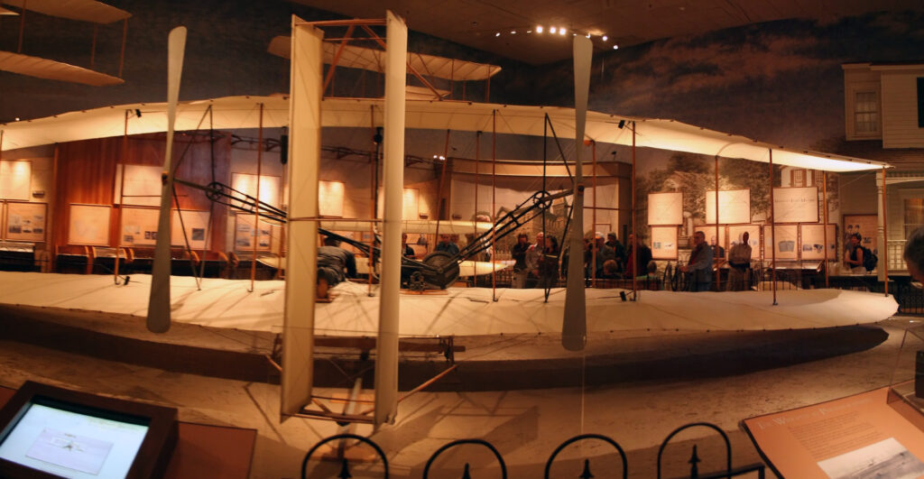 The 1903 Wright Flyer on display at the National Air and Space Museum in Washington, D.C.