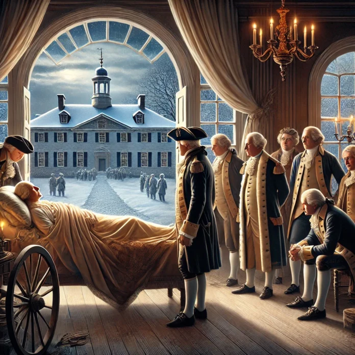 An illustration of George Washington's final moments