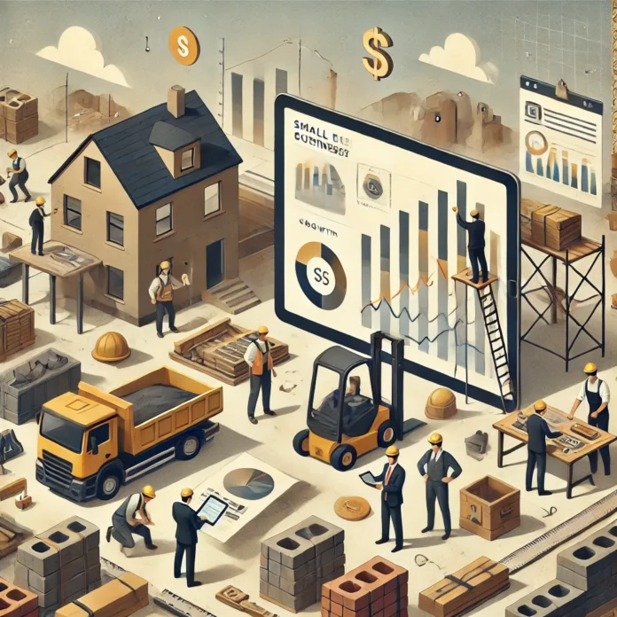 An illustration representing a small construction business valuation