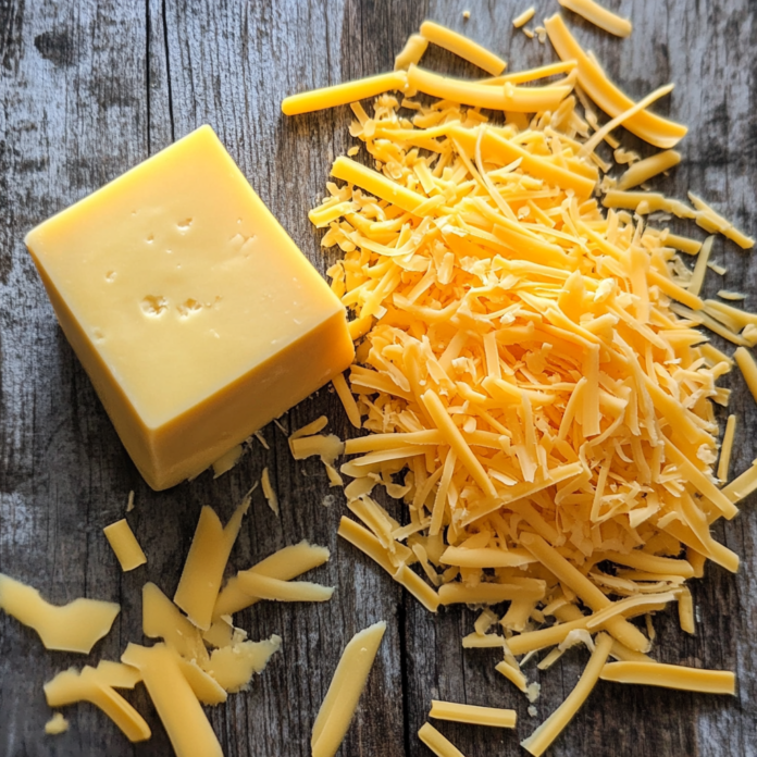 block of cheese and shredded cheese