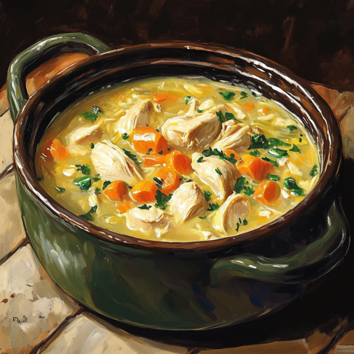 Illustration of a bowl of chicken soup