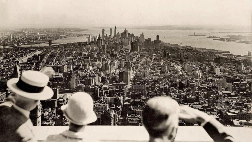 A breathtaking view from atop the Empire State Building on its opening day, 1931