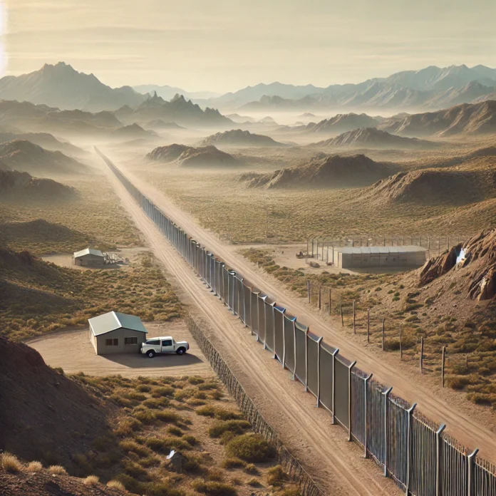 A depiction of a border fence between Argentina and Bolivia