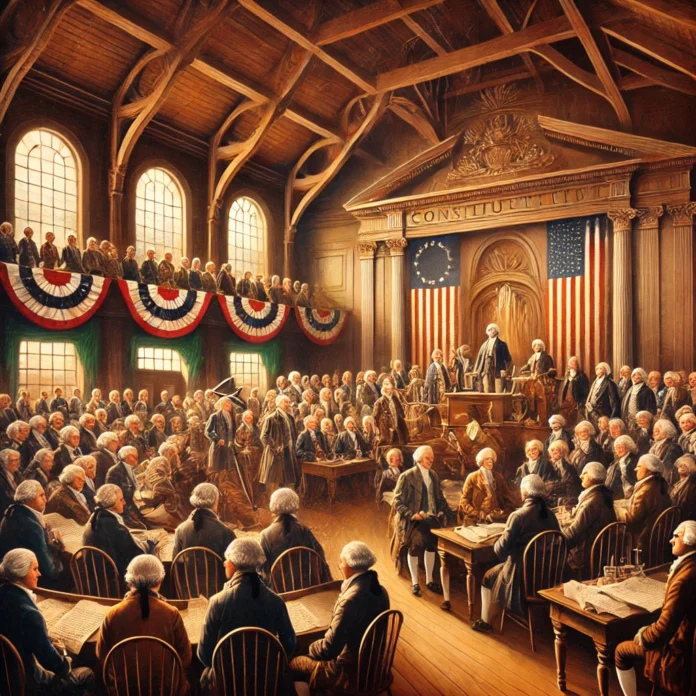 A historical depiction of Connecticut ratifying the U.S. Constitution in 1788