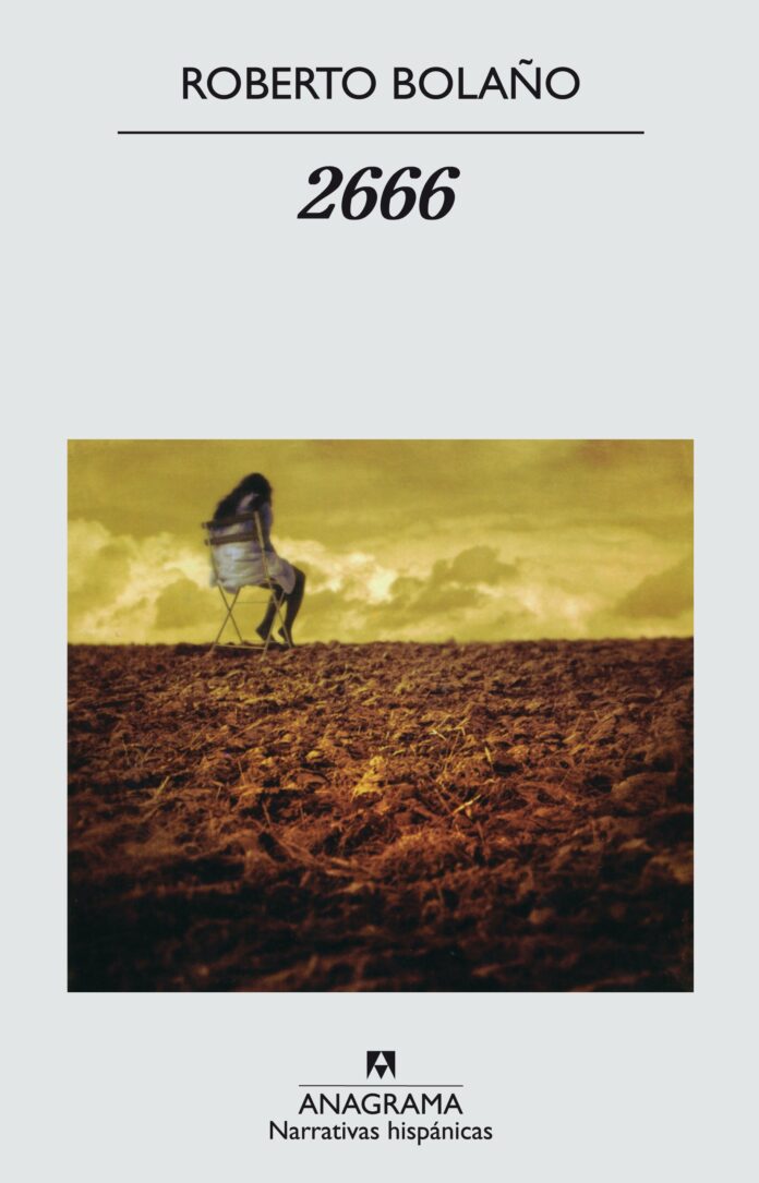 First edition cover of 2666 by Roberto Bolaño, published in 2004 by Anagrama in Spanish. The novel, regarded as Bolaño’s magnum opus, was released posthumously and became a landmark in contemporary literature. The first English edition was published in 2008 by Farrar, Straus, and Giroux. (Image: Anagrama, Fair Use)