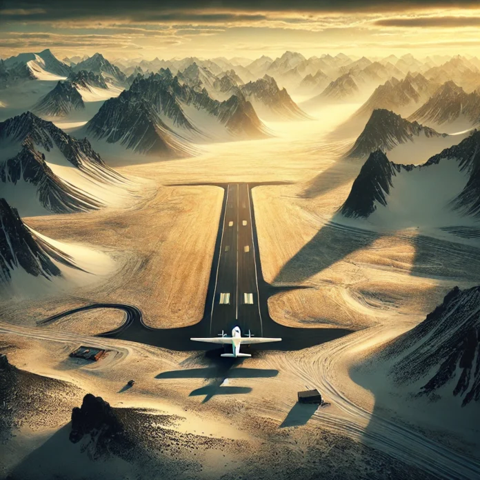 An artistic depiction of one of the world's most remote airports