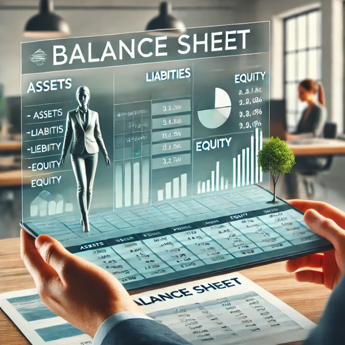 An illustrating the concept of a balance sheet in a simple, visual way