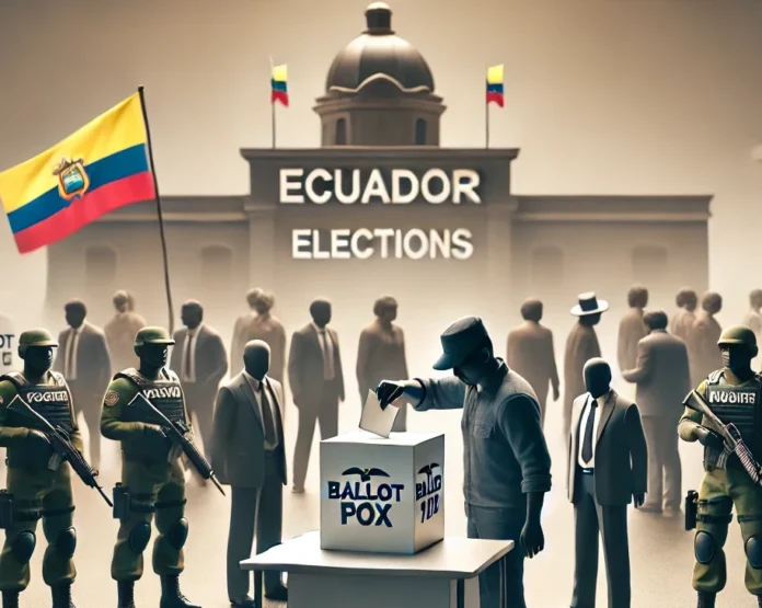 An image representing Ecuador's elections with a focus on democracy and security