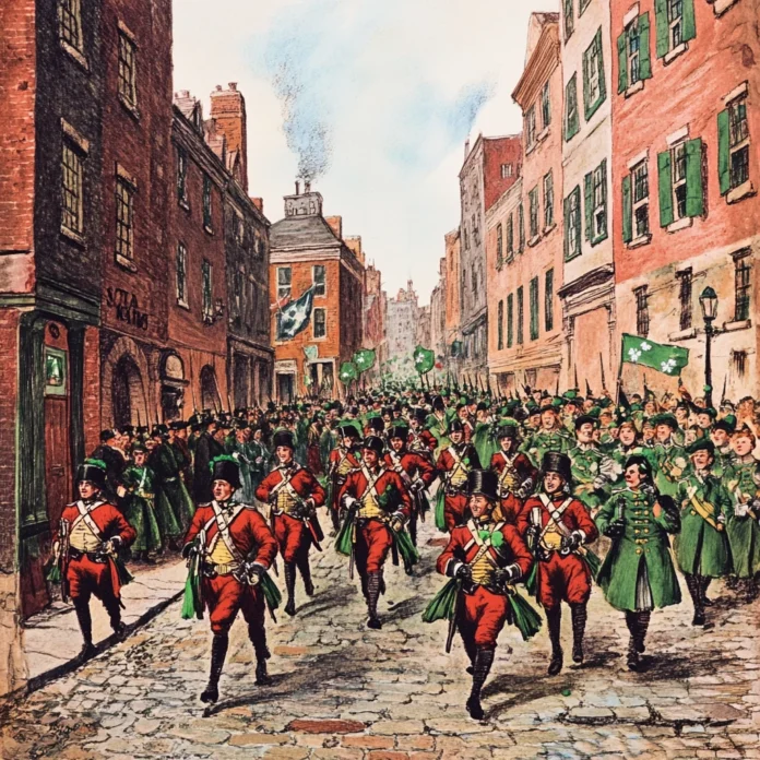 Historical depiction of St. Patrick's Day Parade