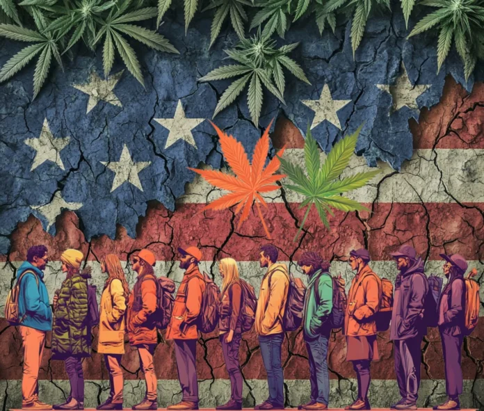 Image that symbolizes The Green Divide, America's Patchwork of Cannabis Laws Creates Uneven Ground