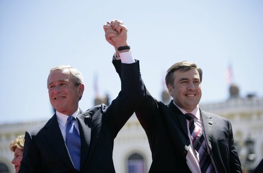 U.S. President George W. Bush and Georgian President Mikheil Saakashvili, 2005.