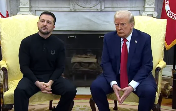 Trump and Zelensky during meeting at Oval Office on Feb 28, 2025.