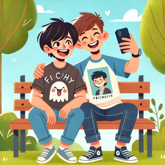 Illustration of cheerful cousins spending quality time together